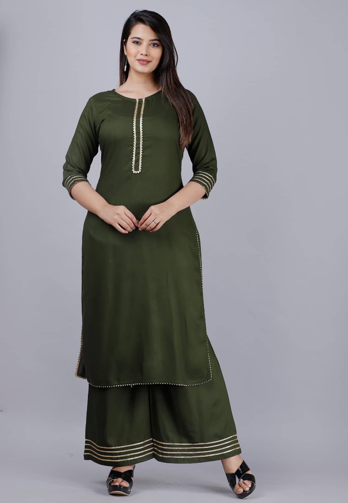 MAUKA - Green Straight Rayon Women's Stitched Salwar Suit ( Pack of 1 )