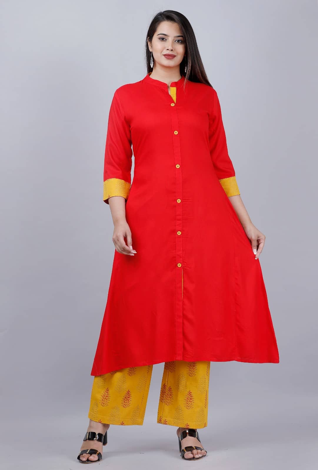 MAUKA - Red Front Slit Rayon Women's Stitched Salwar Suit ( Pack of 1 )