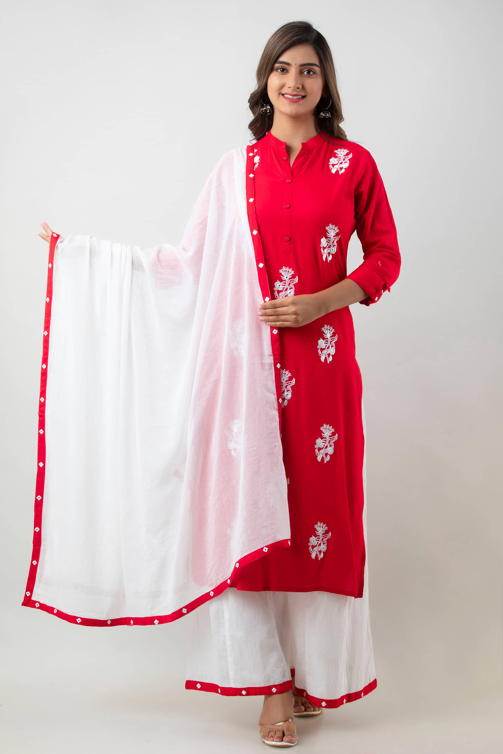 MAUKA - Red Straight Rayon Women's Stitched Salwar Suit ( Pack of 1 )