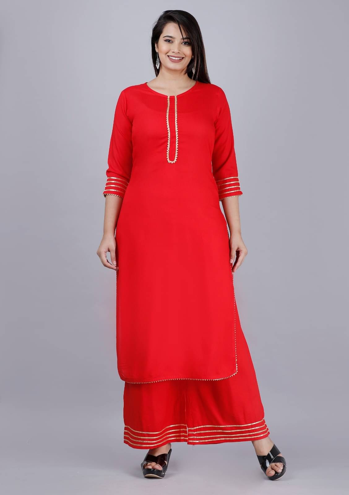     			MAUKA - Red Straight Rayon Women's Stitched Salwar Suit ( Pack of 1 )