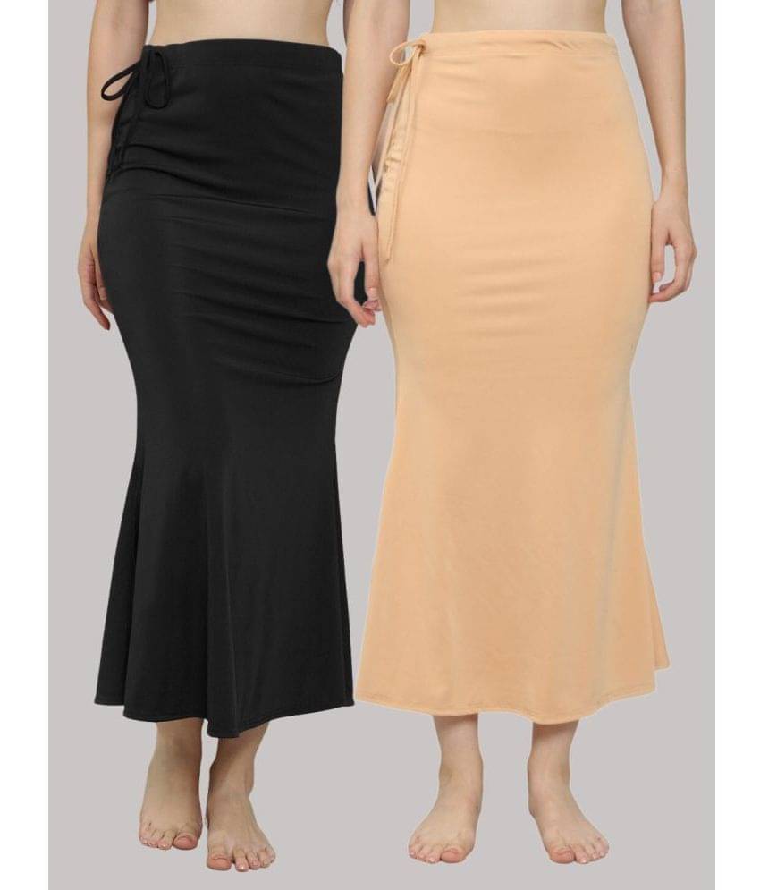     			MEGASKA Multicoloured Lycra Petticoat - Pack of 2