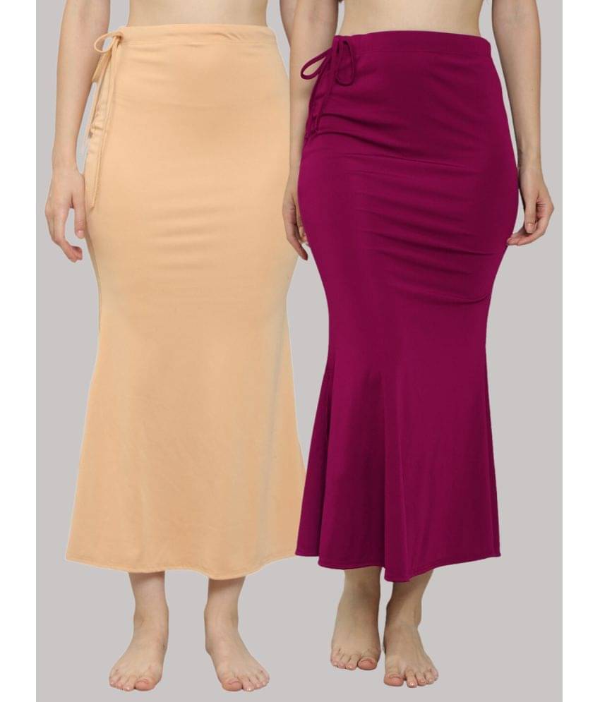     			MEGASKA Multicoloured Lycra Petticoat - Pack of 2