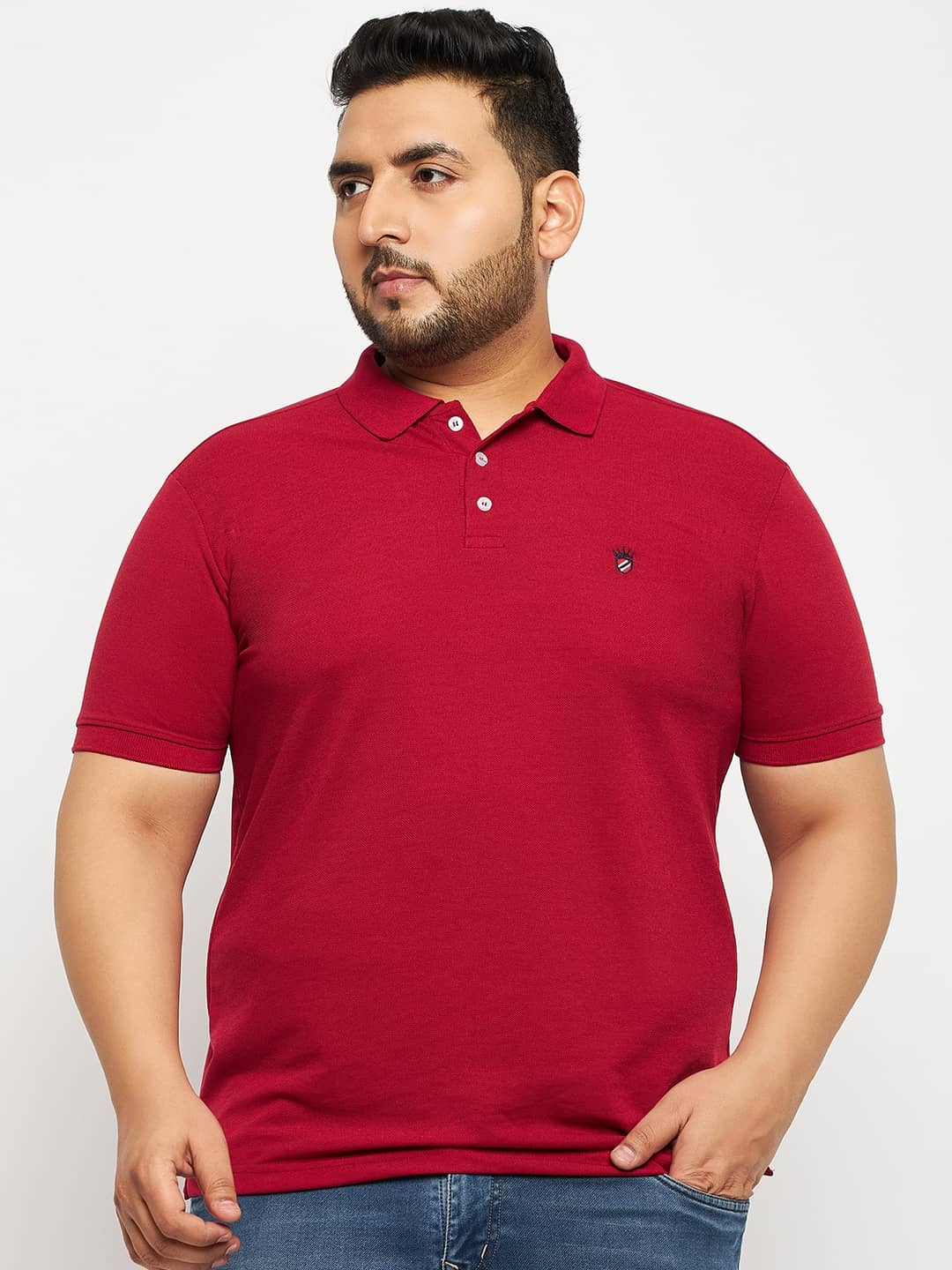 RELANE Pack of 1 Cotton Blend Regular Fit Solid Half Sleeves Men's Polo T Shirt ( Maroon )
