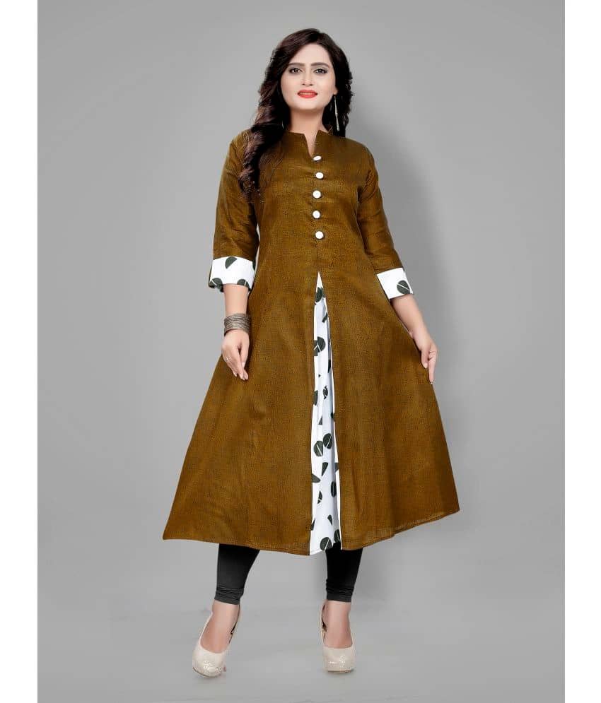 RIAANA - Brown Cotton Women's Front Slit Kurti ( Pack of 1 ) - Kurtis, Tunics | Buy online on ZillyBuy