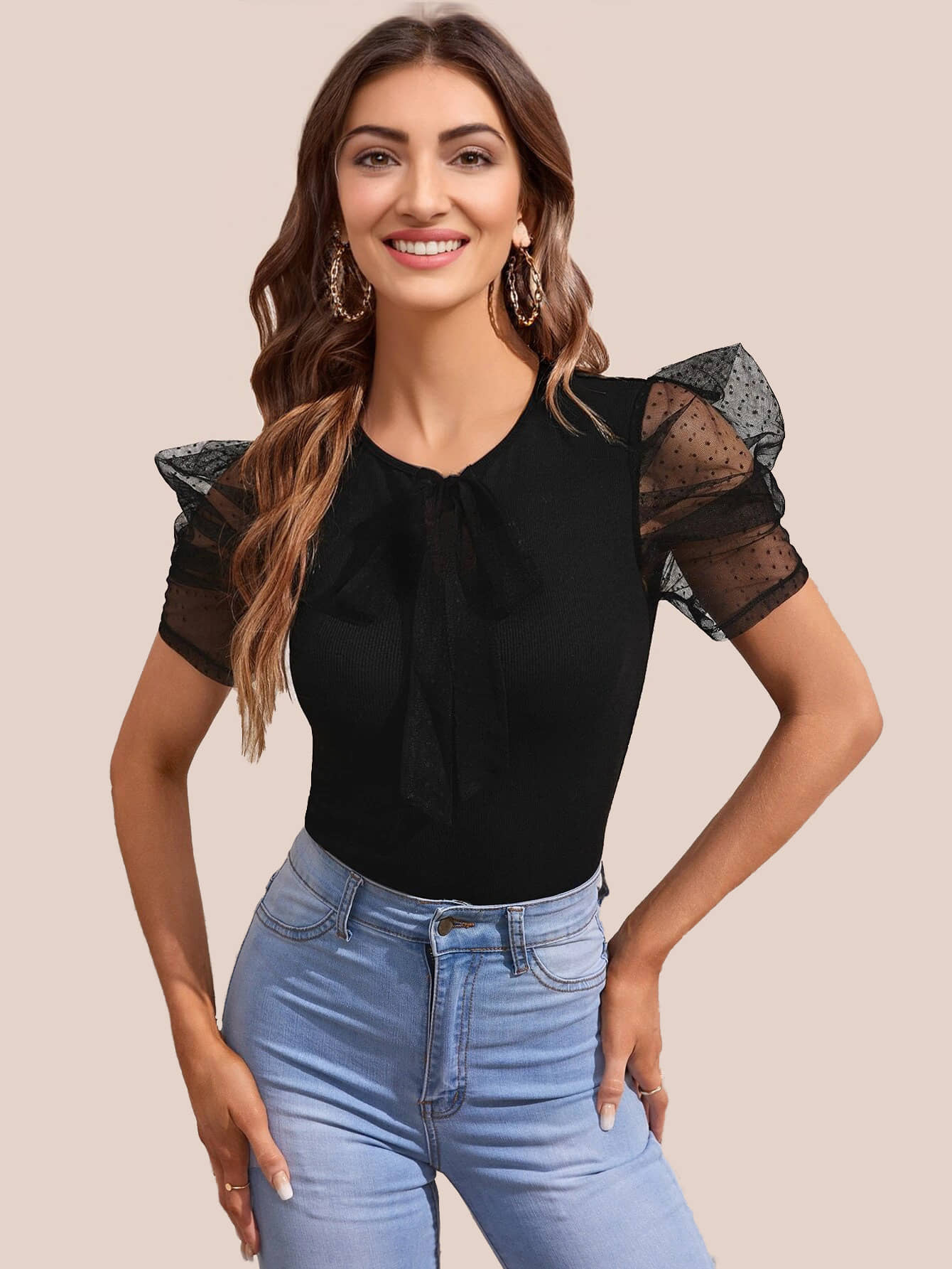Sheetal associates Women's Polyester Regular Top ( Black )