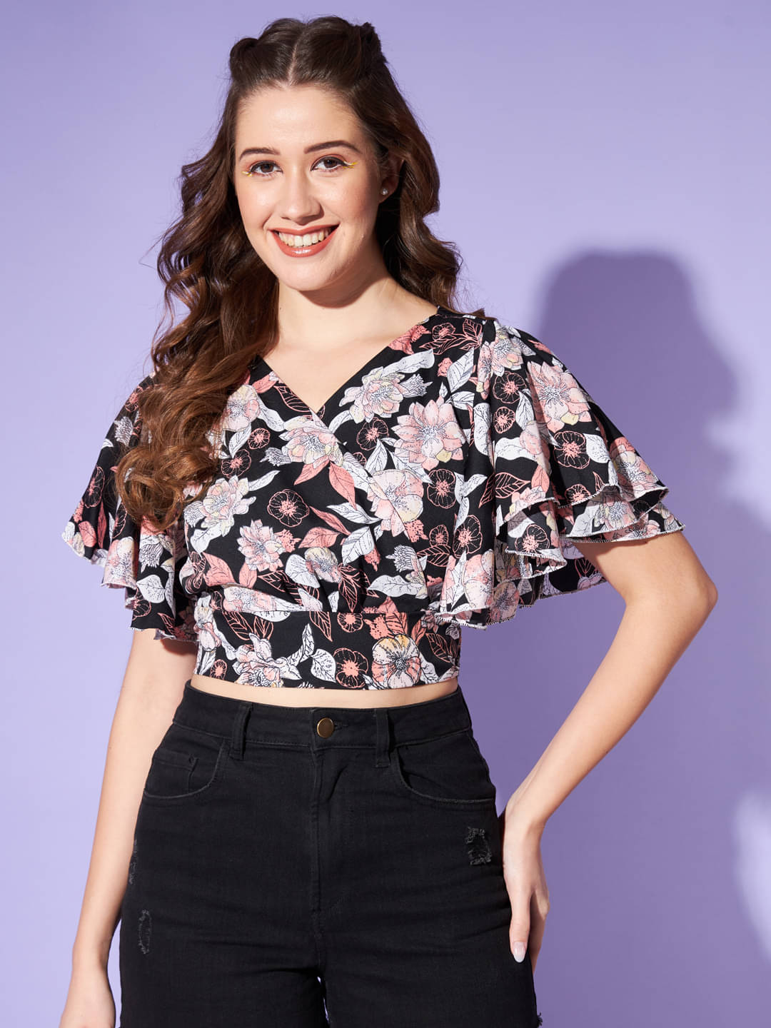 Sheetal associates Women's Crepe Crop Top ( Pink ) Sheetal associates Women's Crepe Crop Top ( Pink )