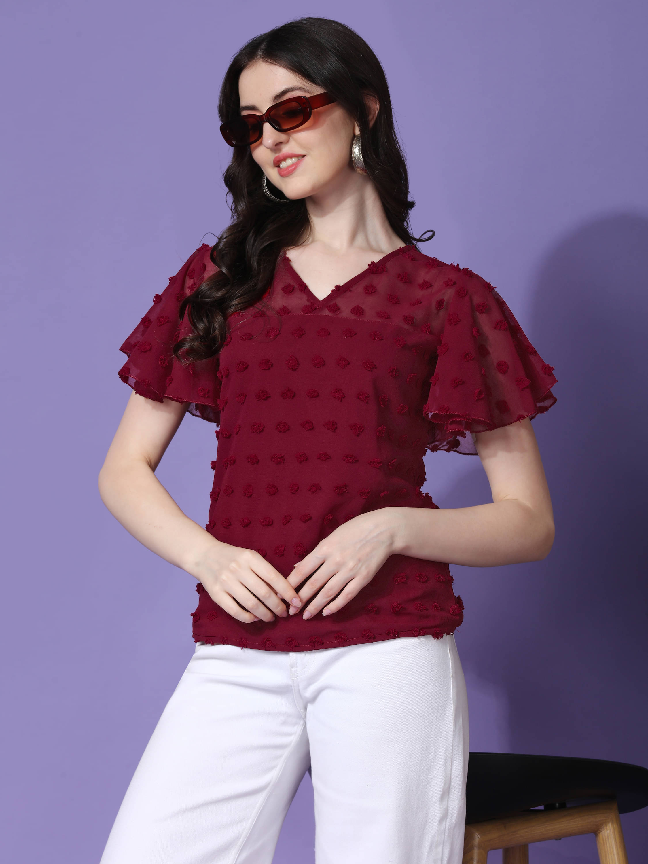 Sheetal associates Women's Georgette Regular Top ( Red ) Sheetal associates Women's Georgette Regular Top ( Red )