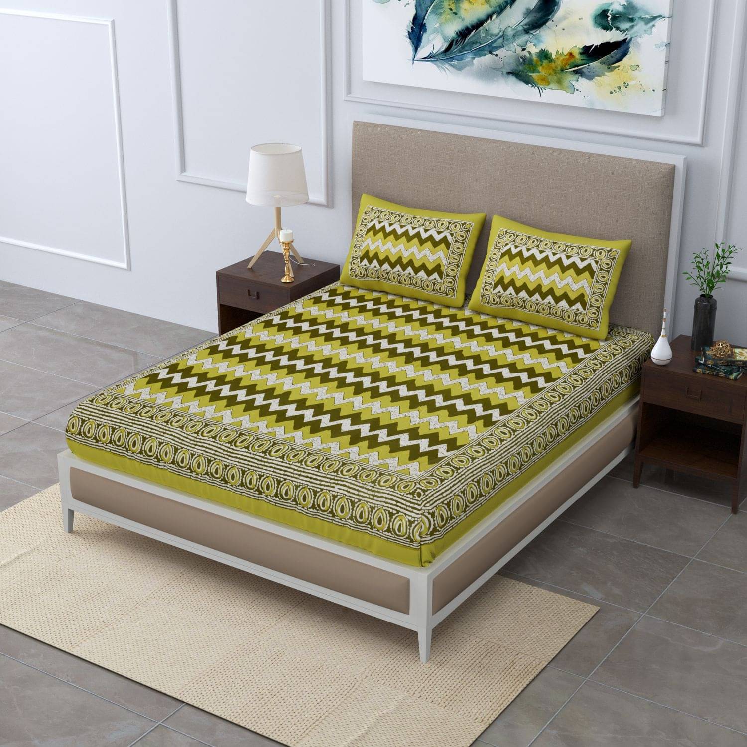 Uniqchoice Cotton Double Bedsheet ( Green ) Uniqchoice Cotton Double Bedsheet ( Green )