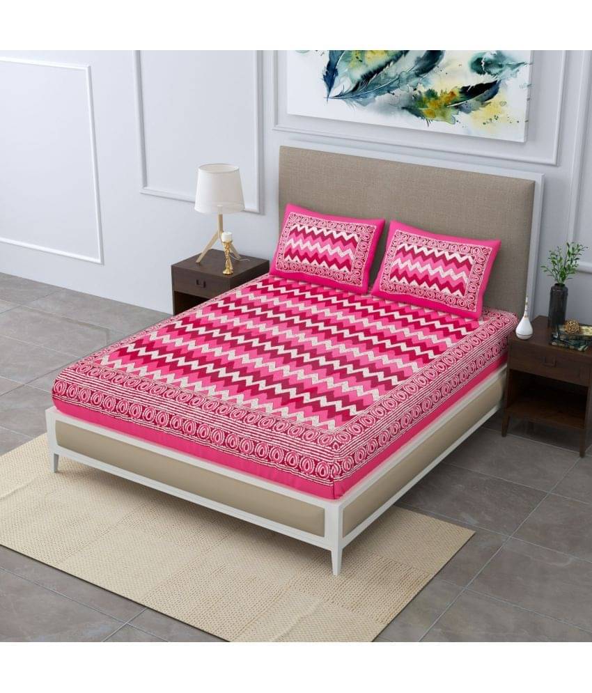     			Uniqchoice Cotton Double Bedsheet ( Pink )