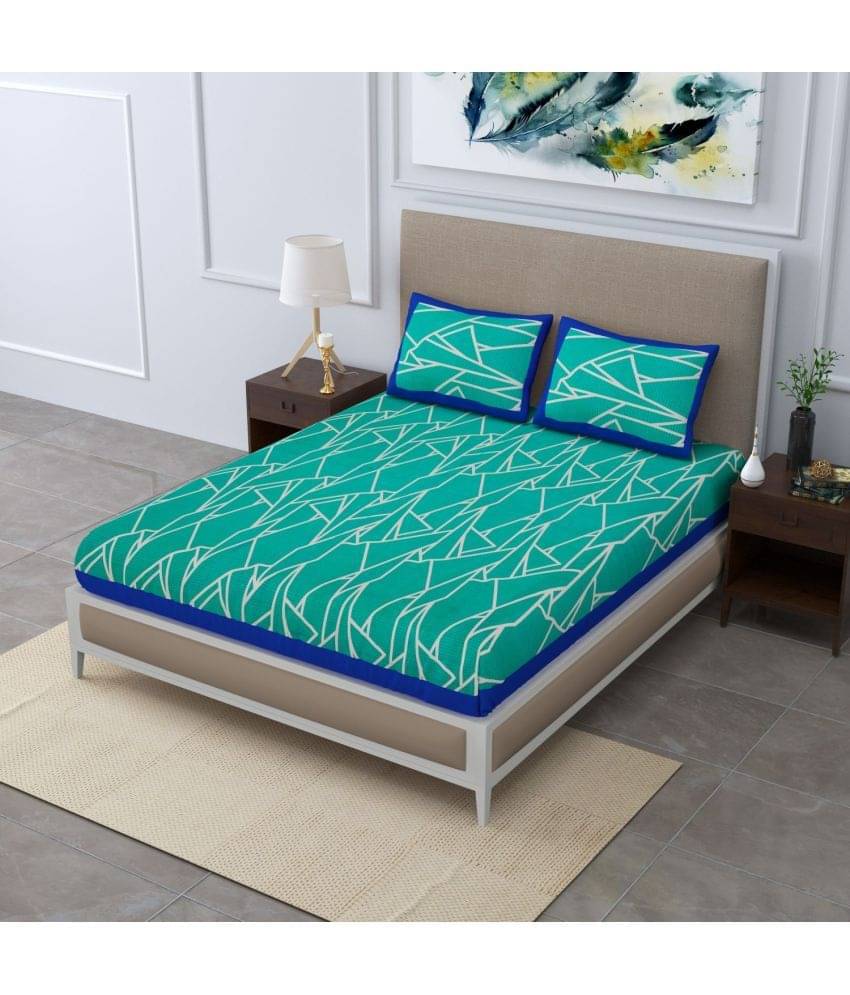 Uniqchoice Cotton Abstract Double Bedsheet with 2 Pillow Covers - Blue Uniqchoice Cotton Abstract Double Bedsheet with 2 Pillow Covers - Blue