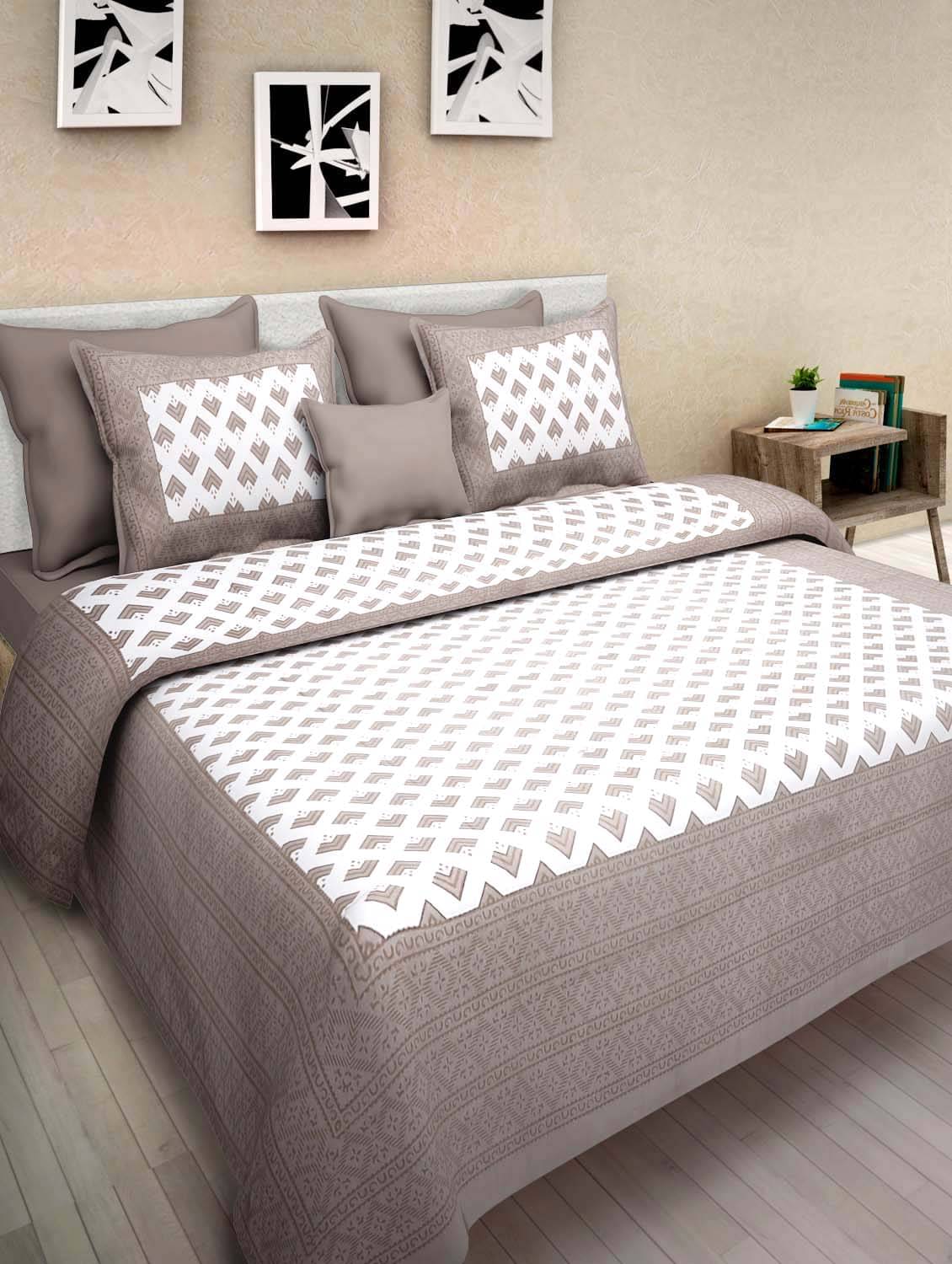     			Uniqchoice Cotton Double Bedsheet ( Beige )