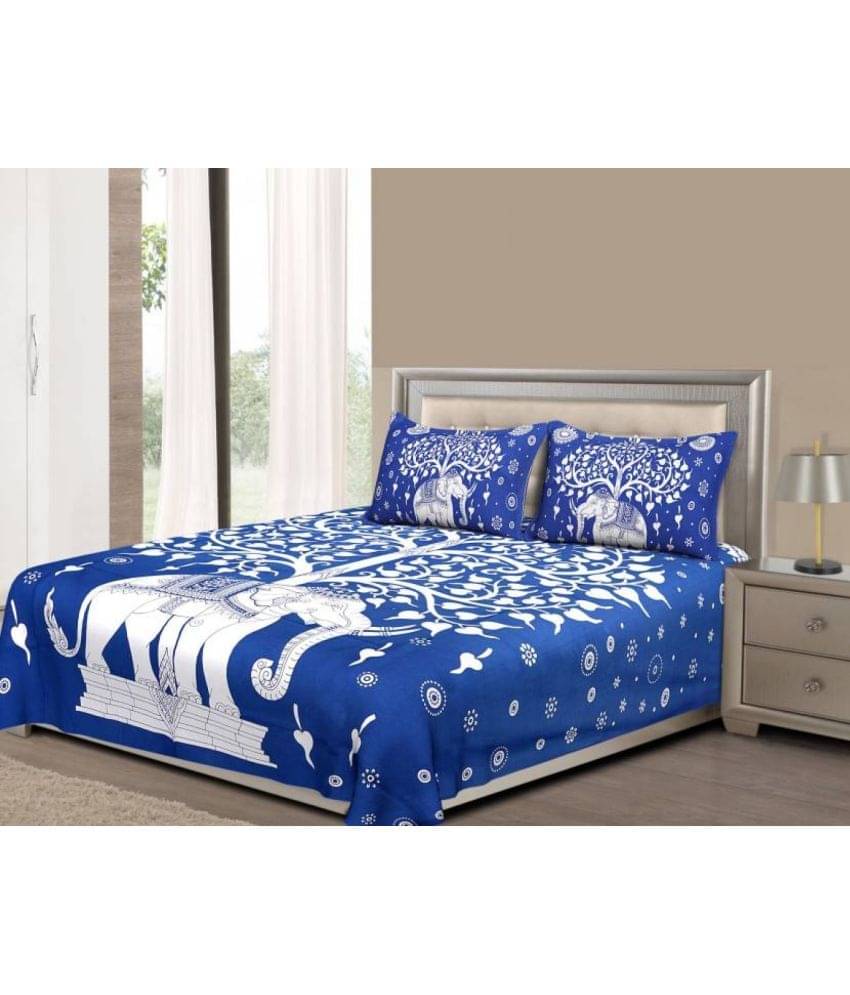     			Uniqchoice Cotton Double Bedsheet ( Blue )