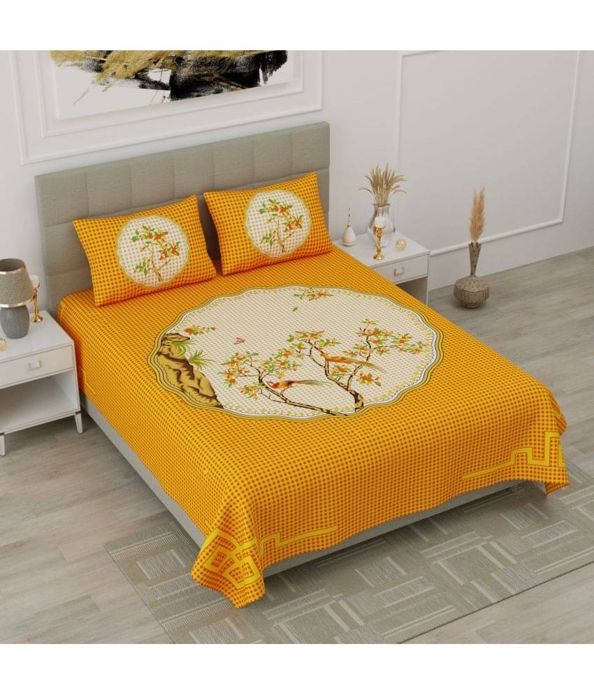     			Uniqchoice Cotton Double Bedsheet ( Yellow )