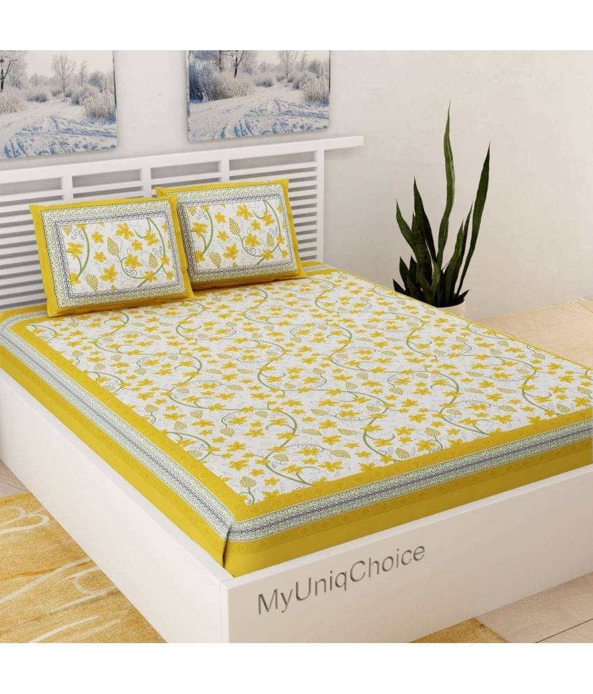 Uniqchoice Cotton Double Bedsheet ( Yellow ) Uniqchoice Cotton Double Bedsheet ( Yellow )
