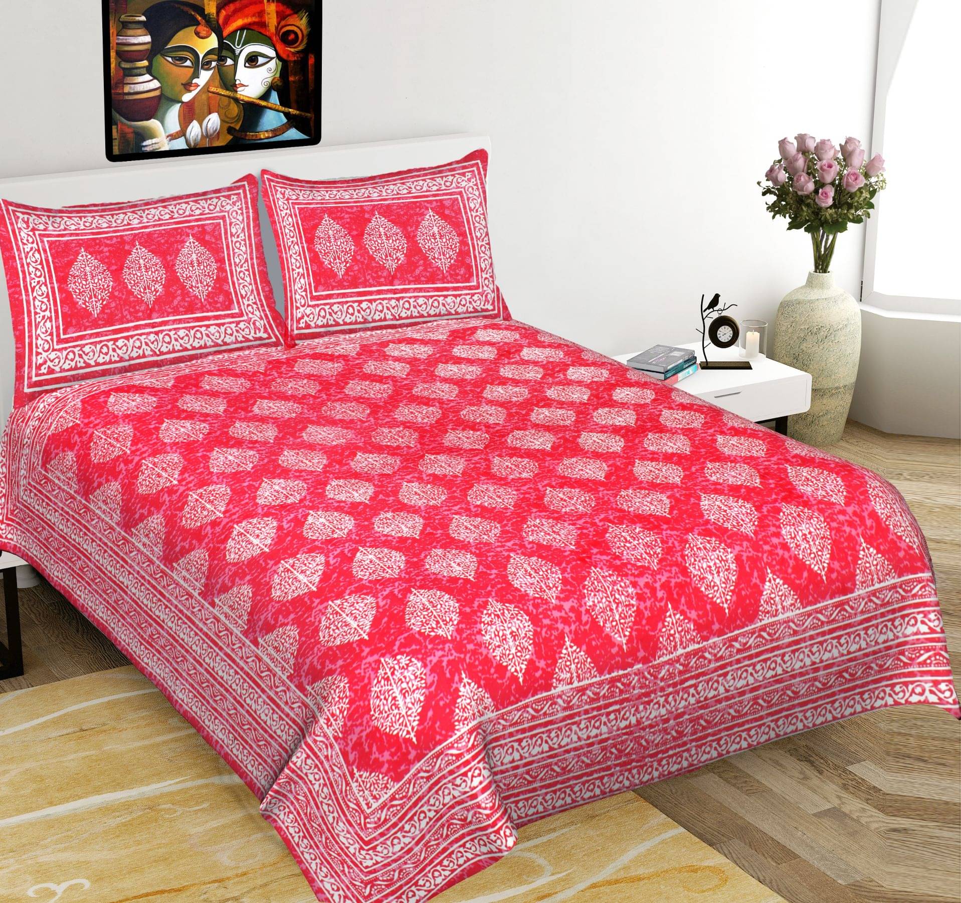     			Uniqchoice Cotton Double Bedsheet ( Pink )