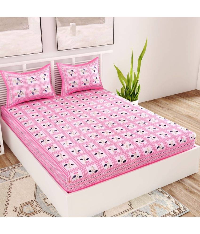     			Uniqchoice Cotton Double Bedsheet ( Pink )