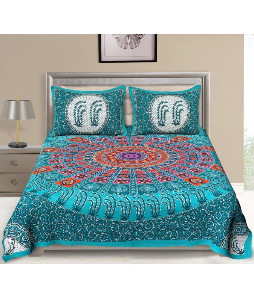 Uniqchoice Cotton Double Bedsheet ( Turquoise ) Uniqchoice Cotton Double Bedsheet ( Turquoise )