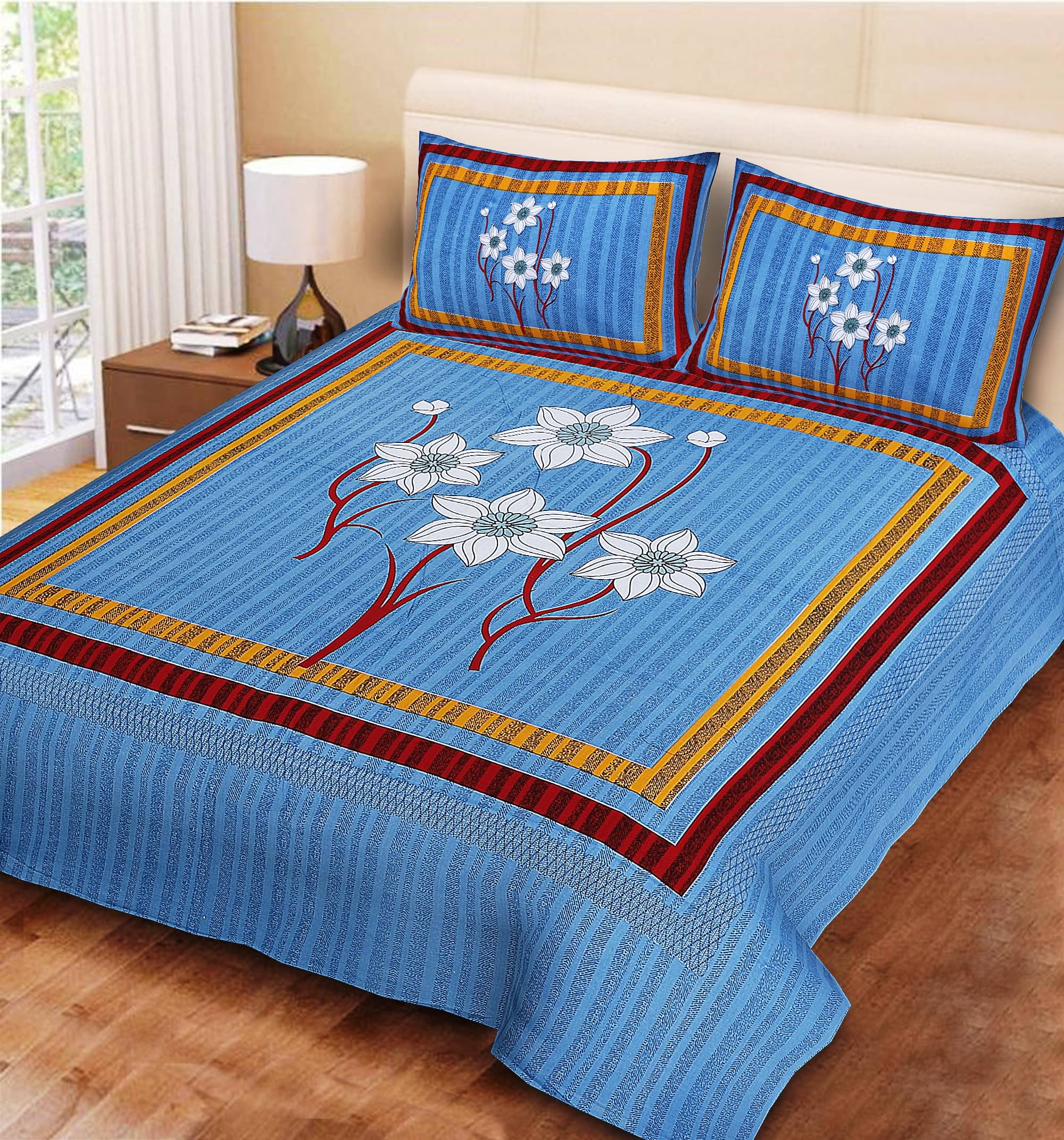 Uniqchoice Cotton Double Bedsheet ( Blue ) Uniqchoice Cotton Double Bedsheet ( Blue )