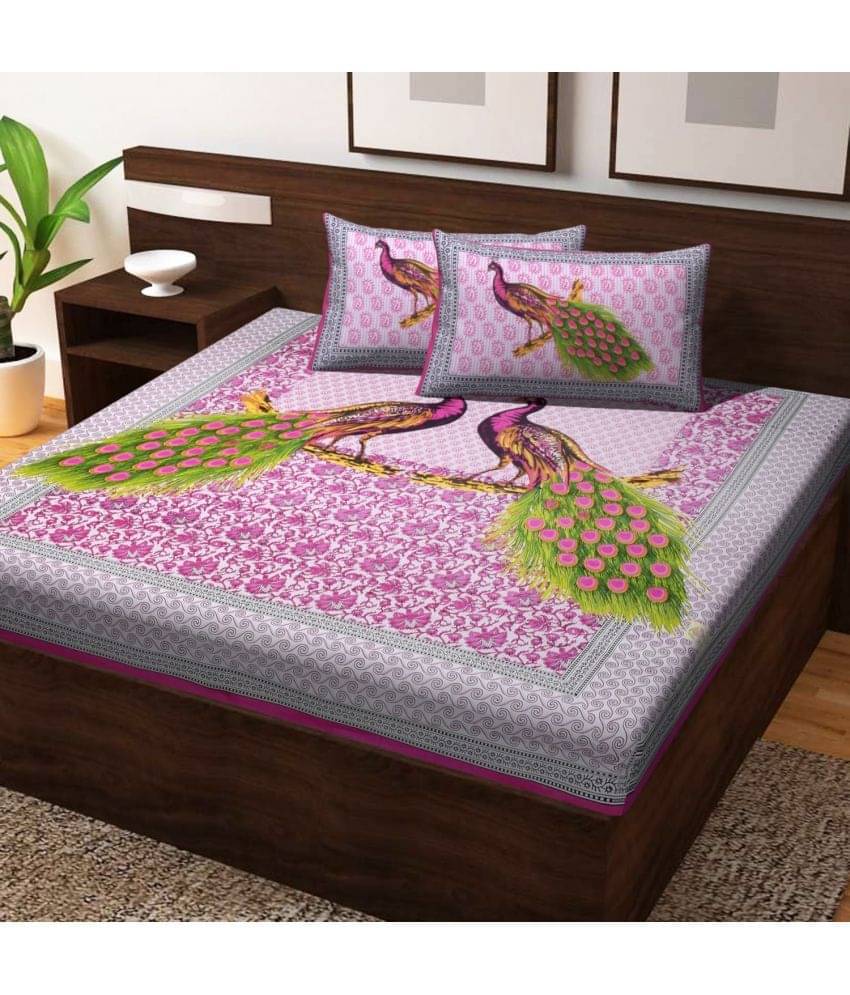     			Uniqchoice Cotton Double Bedsheet ( Pink )