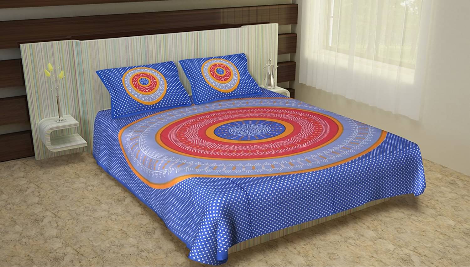     			Uniqchoice Cotton Double Bedsheet ( Light Blue )
