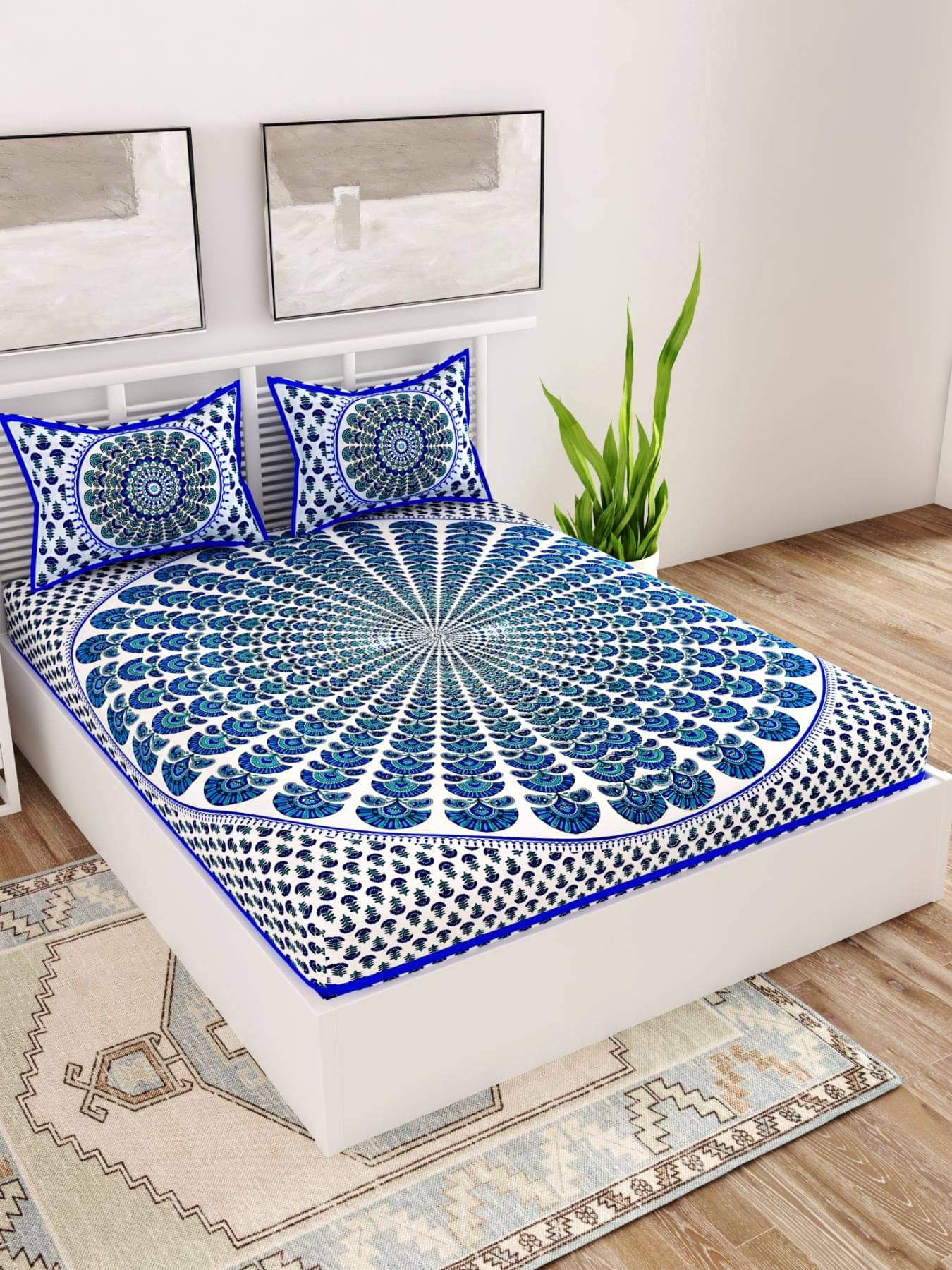 Uniqchoice Cotton Double Bedsheet ( Blue ) Uniqchoice Cotton Double Bedsheet ( Blue )