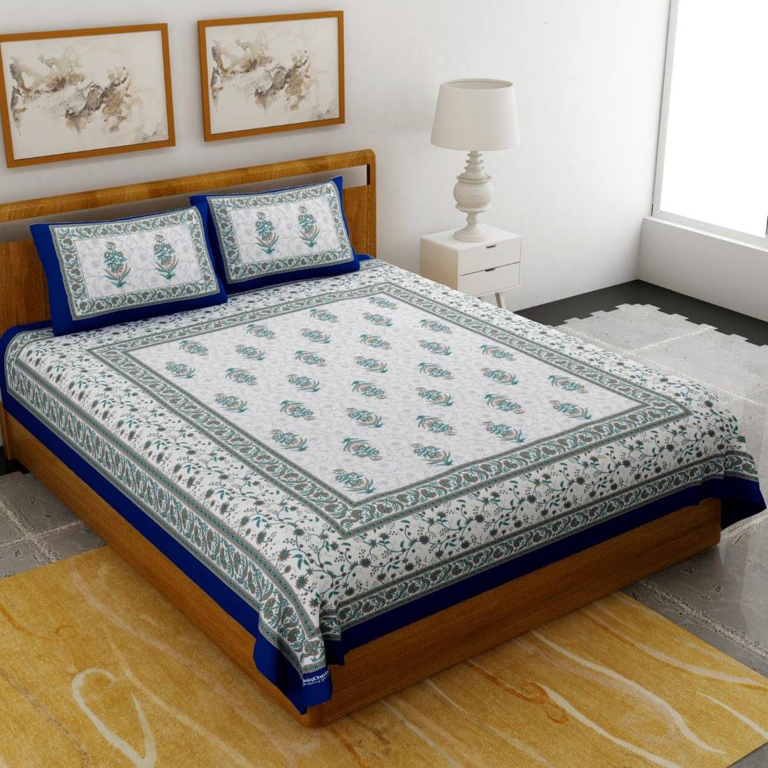 Uniqchoice Cotton Double Bedsheet ( Blue ) Uniqchoice Cotton Double Bedsheet ( Blue )