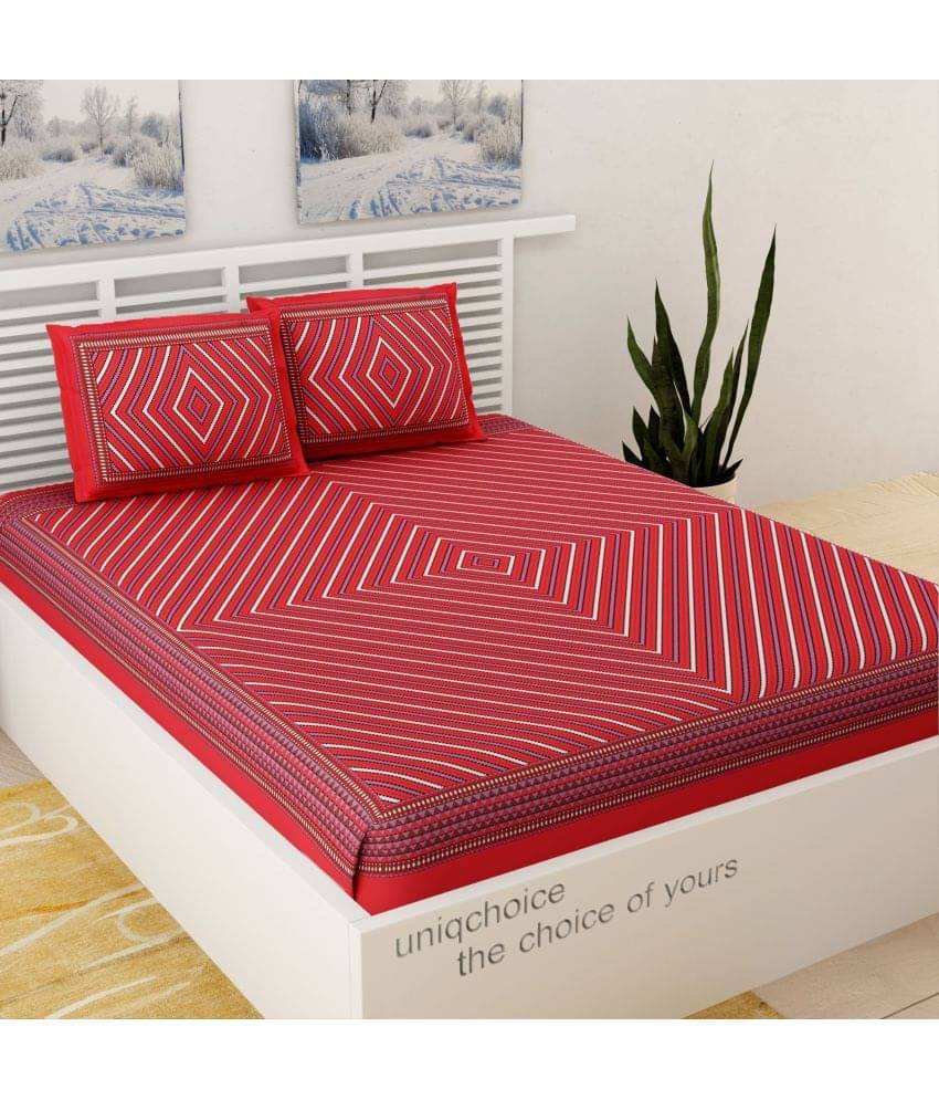     			Uniqchoice Cotton Double Bedsheet ( Red )