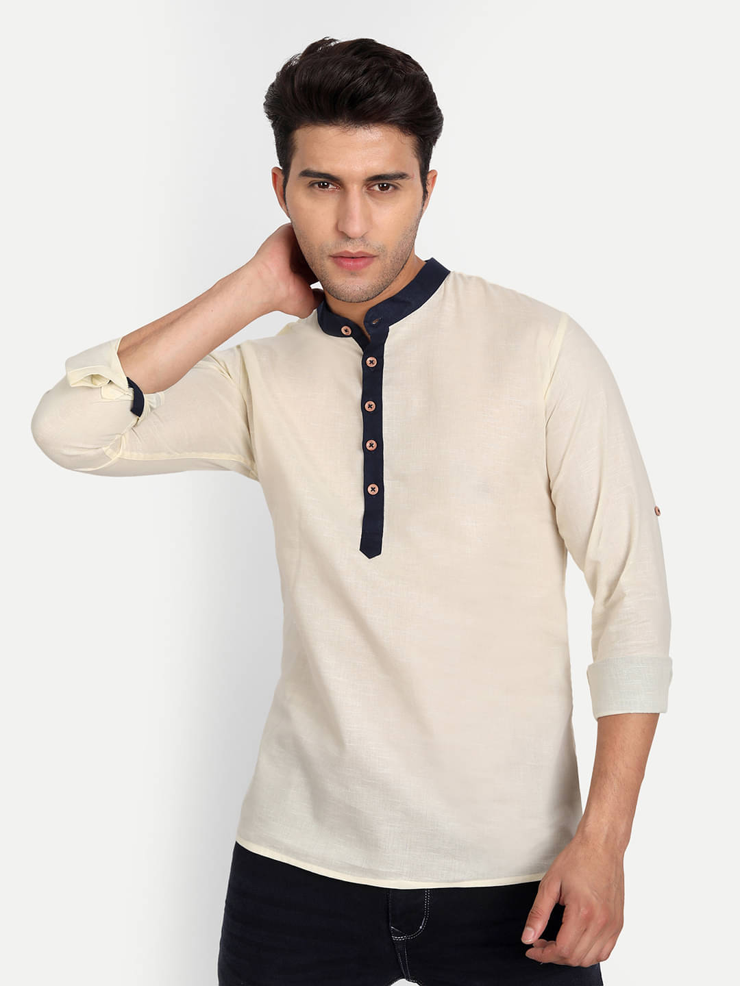 Vida Loca - Beige Cotton Blend Men's Shirt Style Kurta ( Pack of 1 )     			Vida Loca - Beige Cotton Blend Men's Shirt Style Kurta ( Pack of 1 )