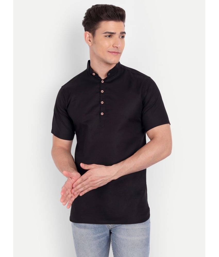 Vida Loca - Black Cotton Blend Men's Shirt Style Kurta ( Pack of 1 )     			Vida Loca - Black Cotton Blend Men's Shirt Style Kurta ( Pack of 1 )