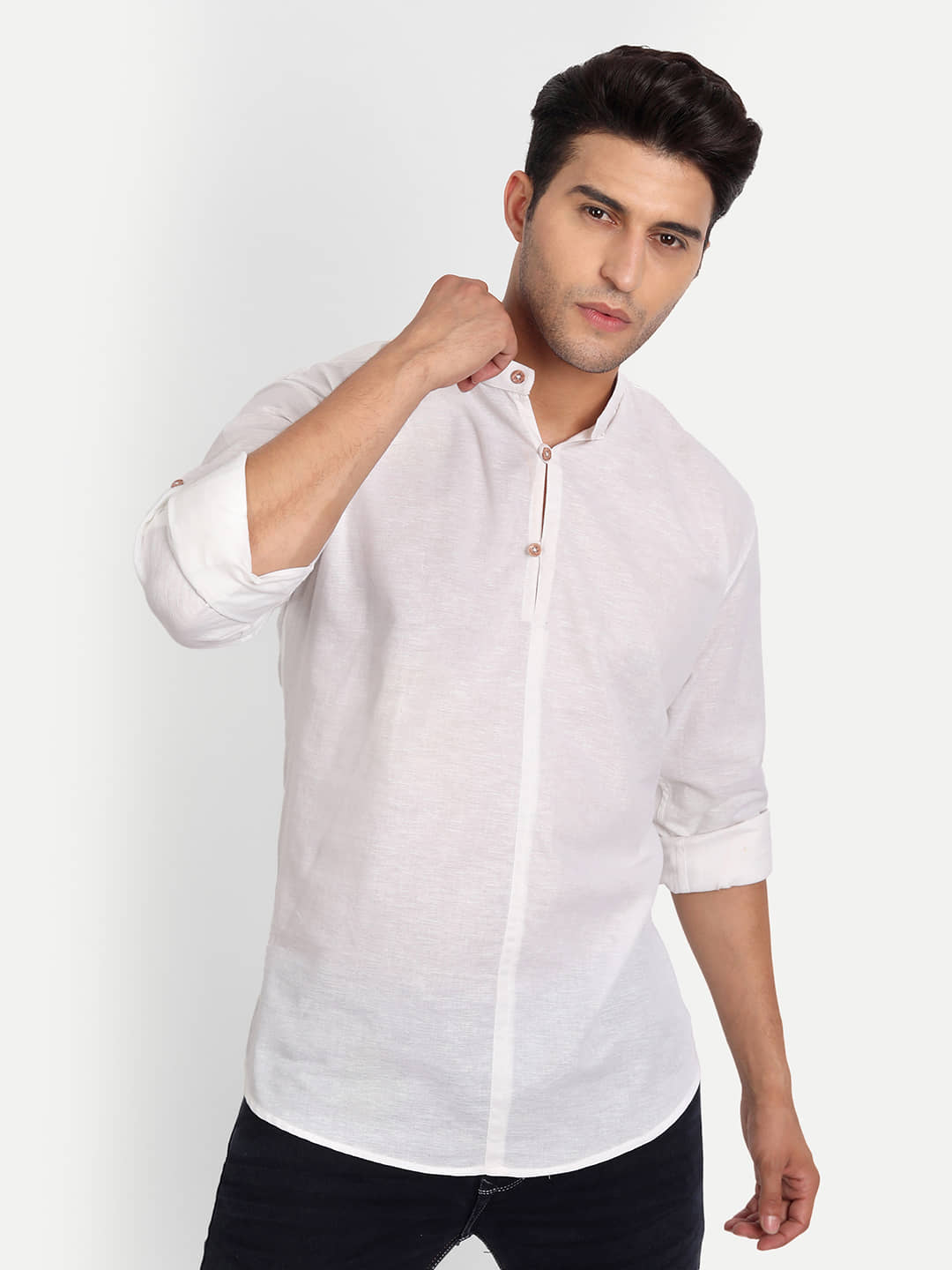 Vida Loca - Beige Cotton Blend Men's Shirt Style Kurta ( Pack of 1 ) - Kurtas & Kurta Sets | Buy online on ZillyBuy