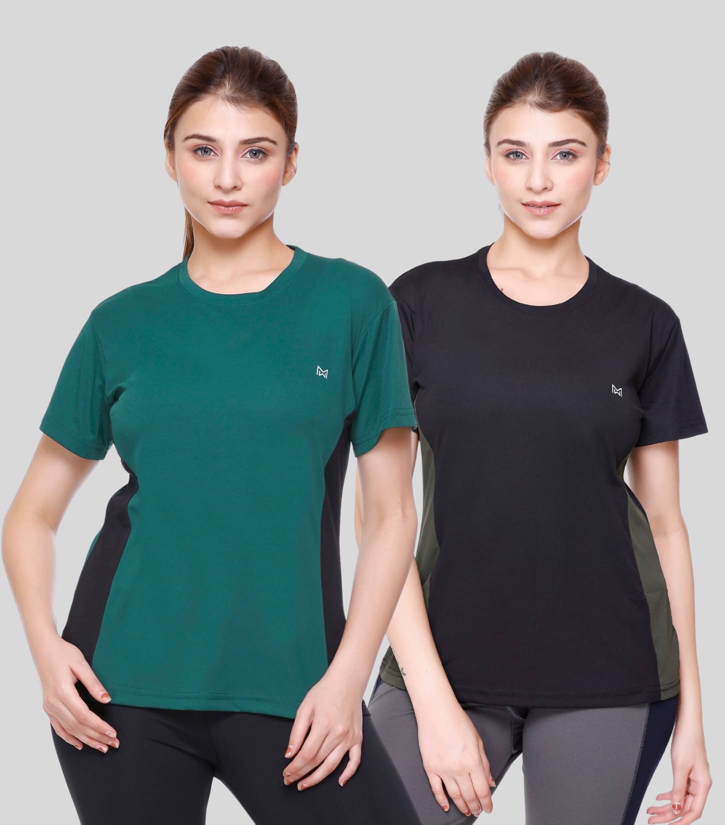 White Moon Black Polyester Lycra Tees - Pack of 2 White Moon Black Polyester Lycra Tees - Pack of 2