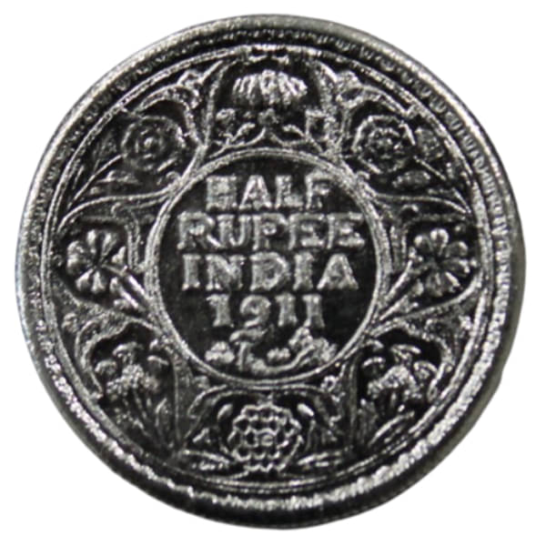     			newWay - Half Rupee (1911) "George V King & Emperor" British India Collectible Silverplated Fancy 1 Coin Numismatic Coins
