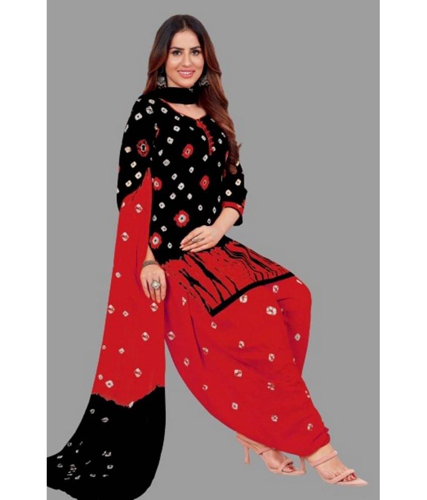     			shree jeenmata collection Women Cotton Printed A-line Kurti With Patiala Salwar ( Black )