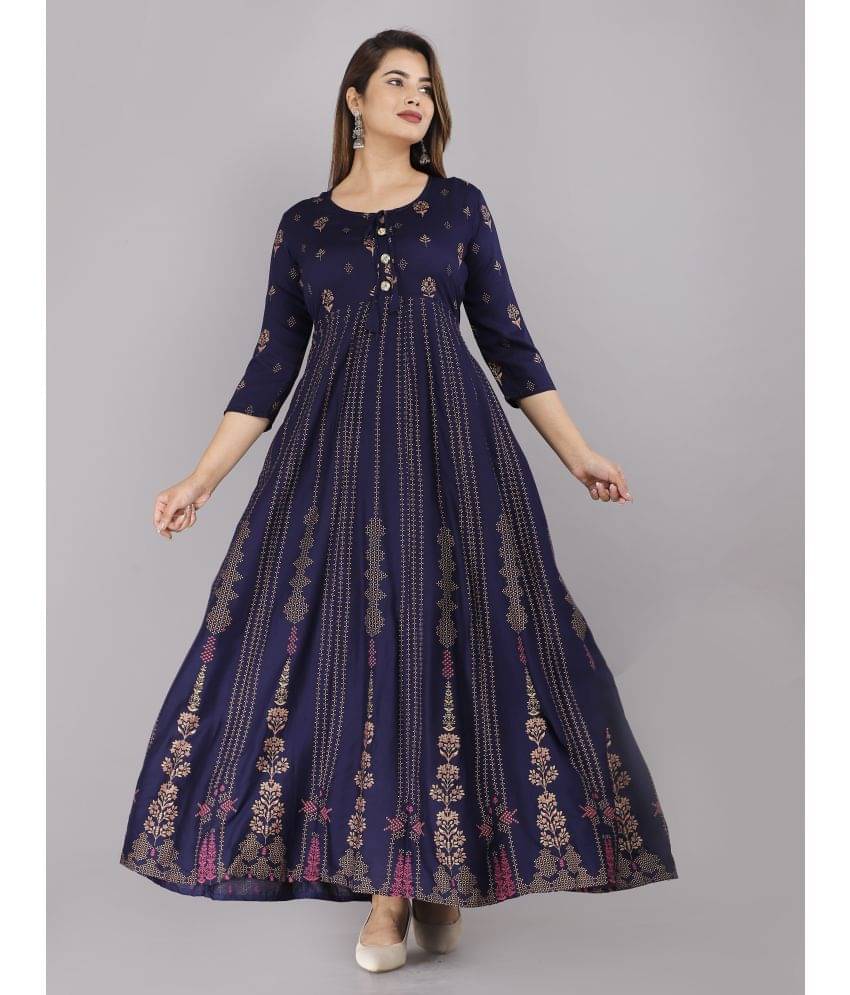 ANNEIV - Blue Rayon Women's Anarkali Kurti ( Pack of 1 )     			ANNEIV - Blue Rayon Women's Anarkali Kurti ( Pack of 1 )