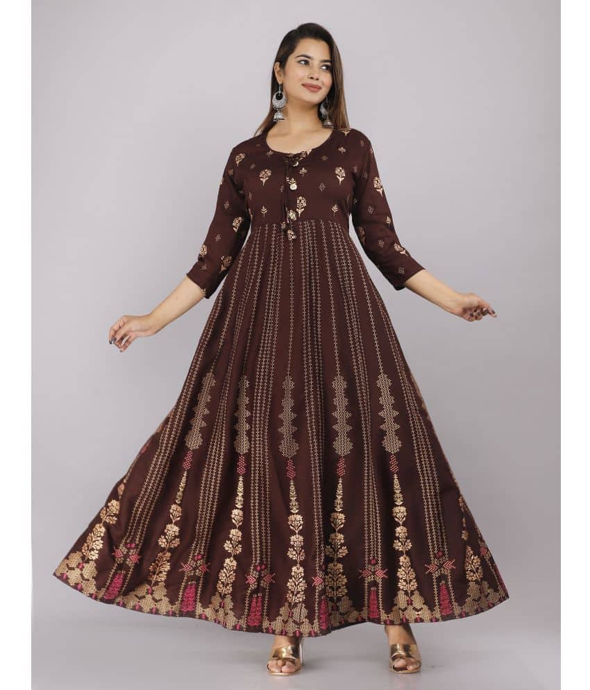 ANNEIV - Coffee Rayon Women's Anarkali Kurti ( Pack of 1 ) - Kurtis, Tunics | Buy online on ZillyBuy