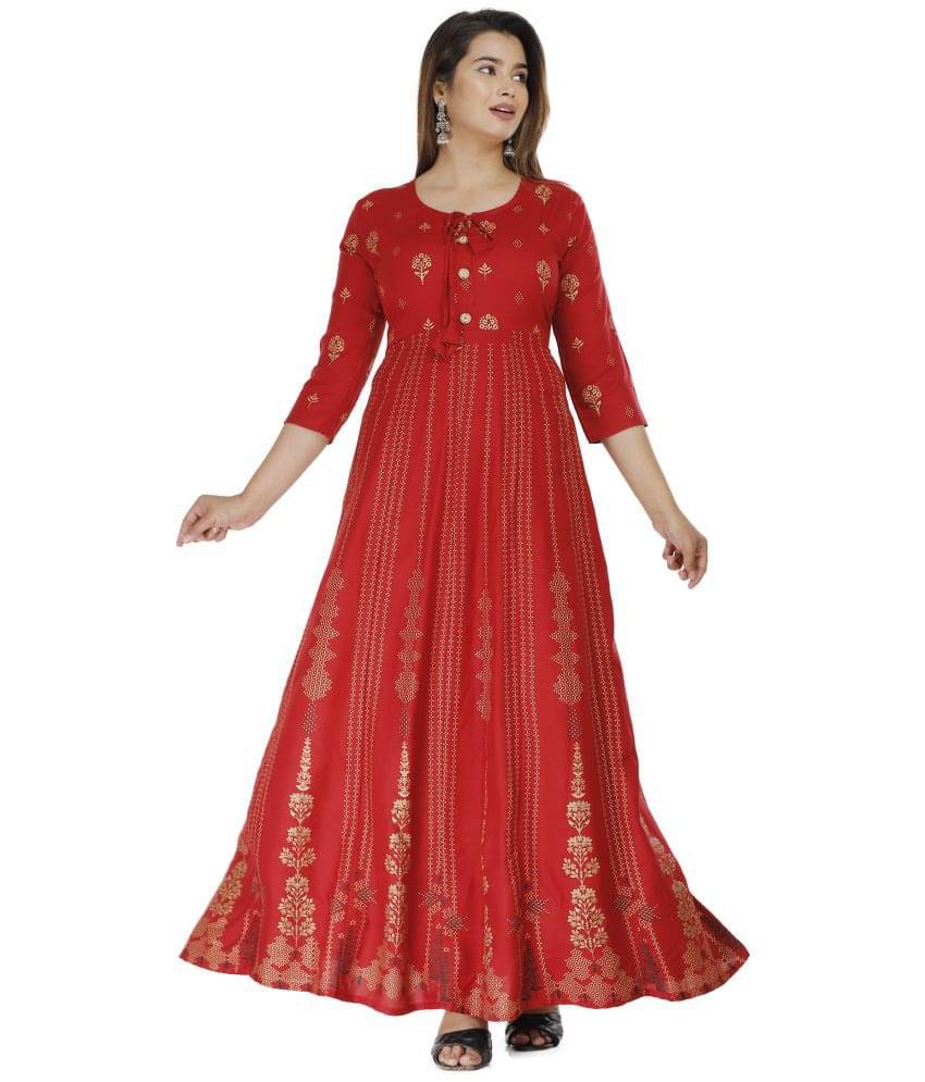     			ANNEIV - Maroon Rayon Women's Anarkali Kurti ( Pack of 1 )