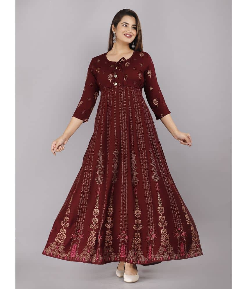 ANNEIV - Wine Rayon Women's Anarkali Kurti ( Pack of 1 ) - Kurtis, Tunics | Buy online on ZillyBuy