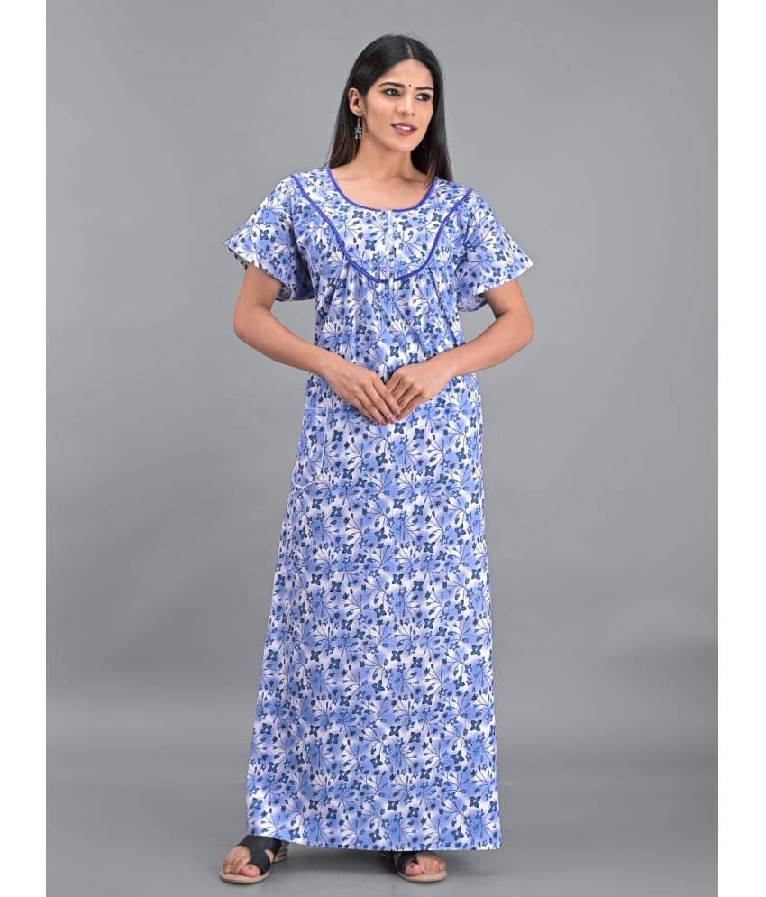     			Apratim - Blue Cotton Women's Nightwear Nighty & Night Gowns ( Pack of 1 )