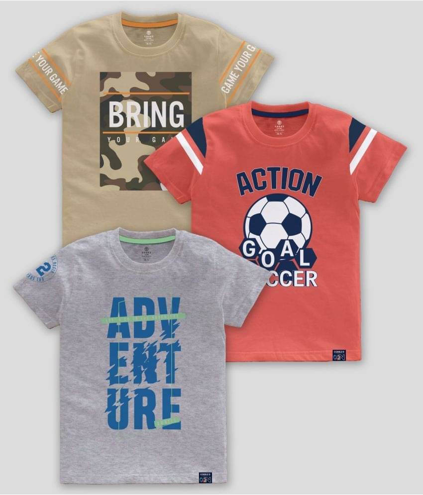     			CODEZ Pack of 3 Boys Cotton Blend T-Shirt ( Multicolor )
