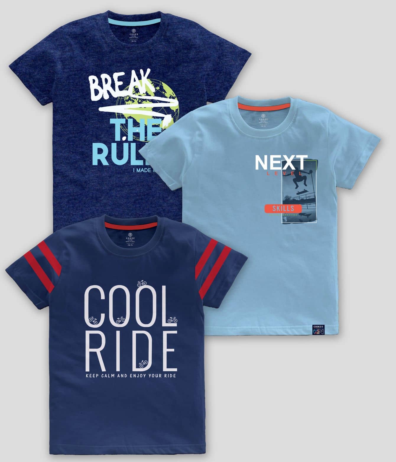 CODEZ Pack of 1 Boys Cotton Blend T-Shirt ( Multicolor )