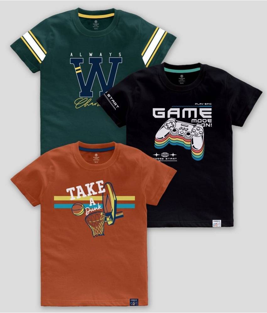     			CODEZ Pack of 3 Boys Cotton Blend T-Shirt ( Multicolor )