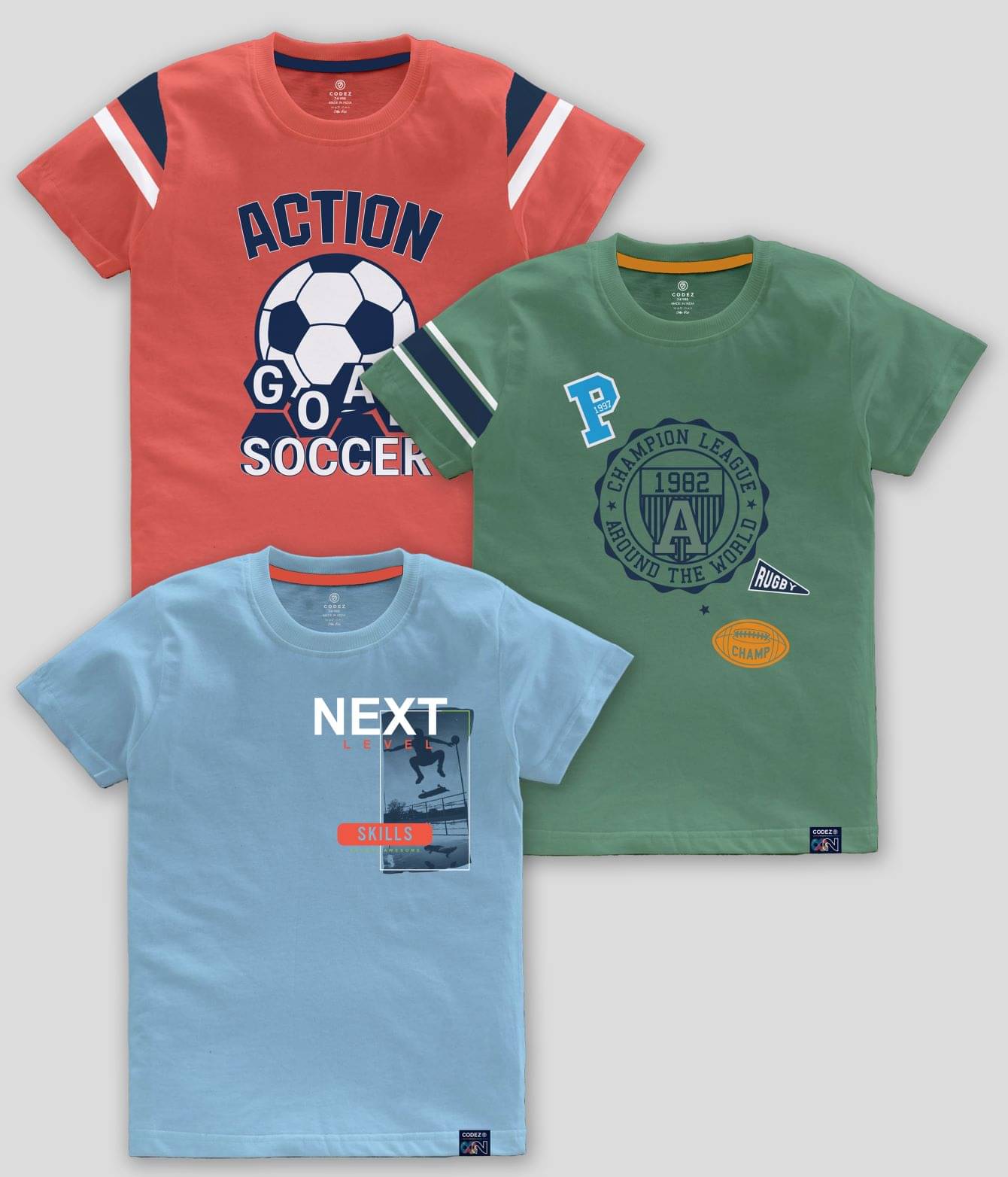     			CODEZ Pack of 1 Boys Cotton Blend T-Shirt ( Multicolor )