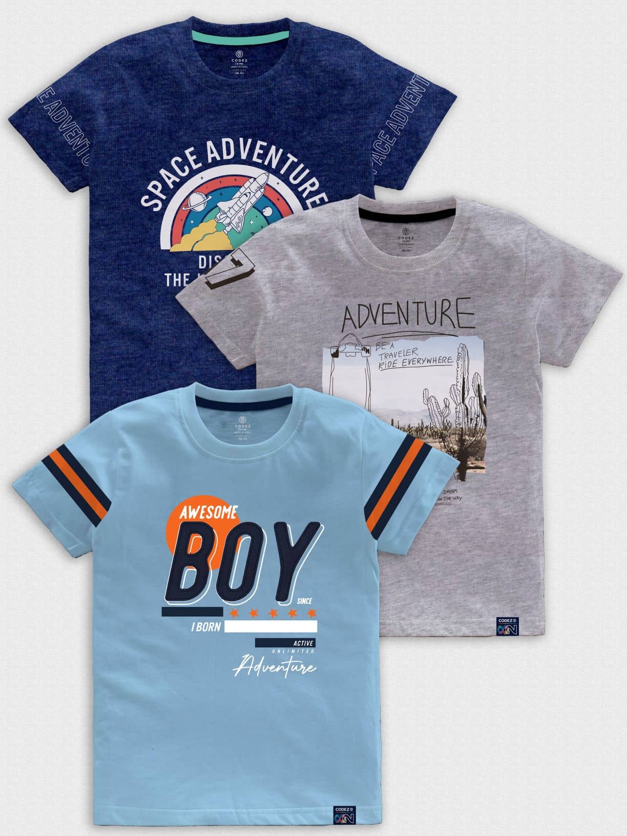 CODEZ Pack of 1 Boys Cotton Blend T-Shirt ( Multicolor )