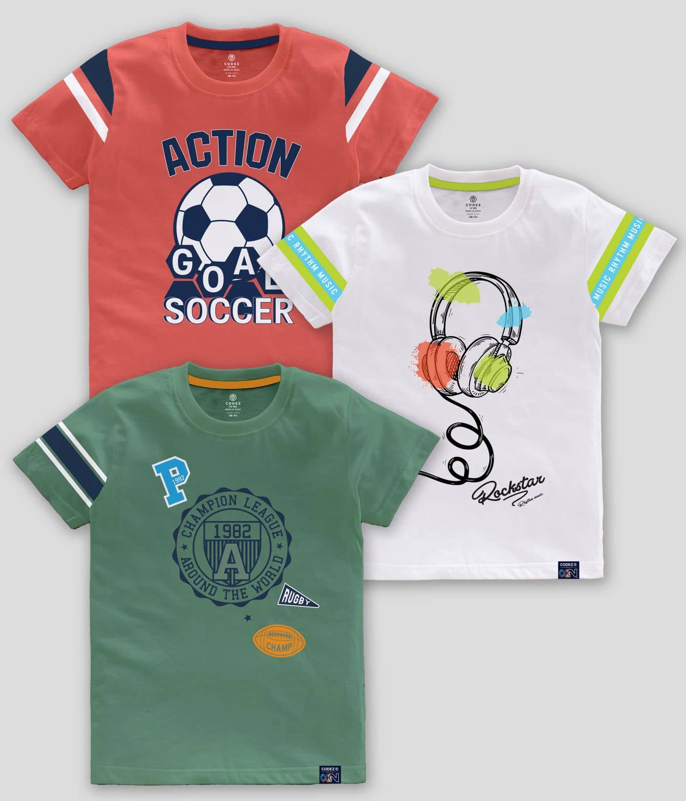 CODEZ Pack of 1 Boys Cotton Blend T-Shirt ( Multicolor )