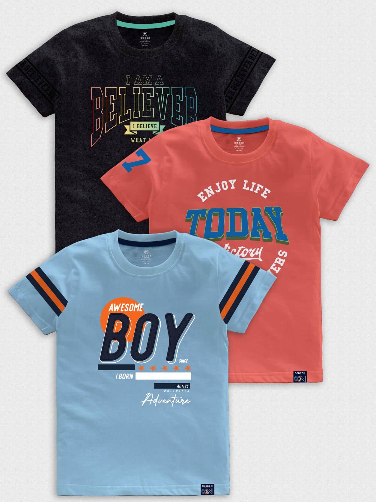 CODEZ Pack of 1 Boys Cotton Blend T-Shirt ( Multicolor )