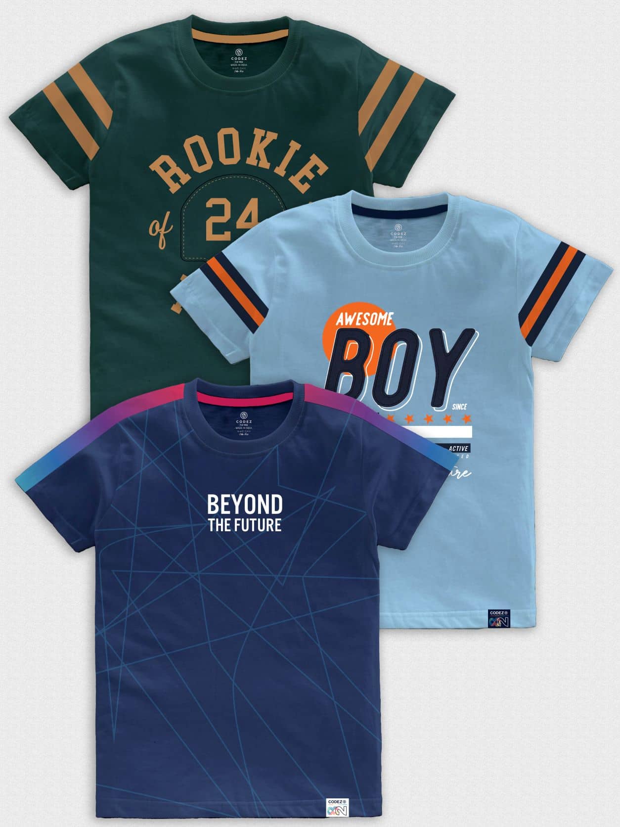 CODEZ Pack of 2 Boys Cotton Blend T-Shirt ( Multicolor )