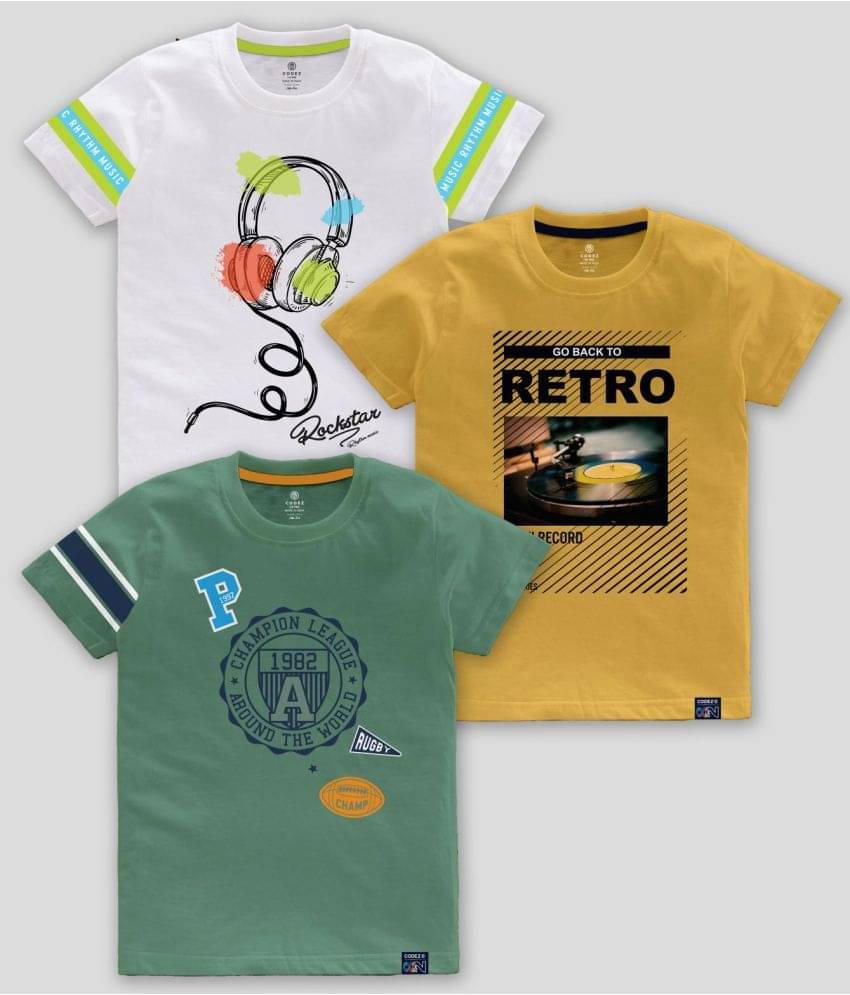     			CODEZ Pack of 3 Boys Cotton Blend T-Shirt ( Multicolor )