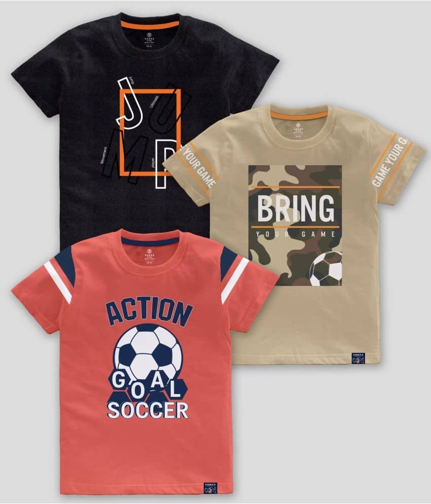 CODEZ Pack of 3 Boys Cotton Blend T-Shirt ( Multicolor )