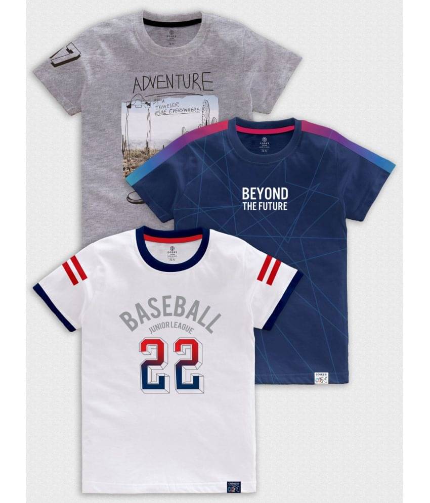     			CODEZ Pack of 3 Boys Cotton Blend T-Shirt ( Multicolor )