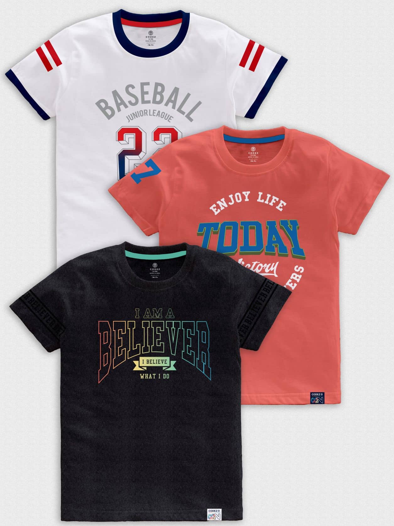 CODEZ Pack of 2 Boys Cotton Blend T-Shirt ( Multicolor )